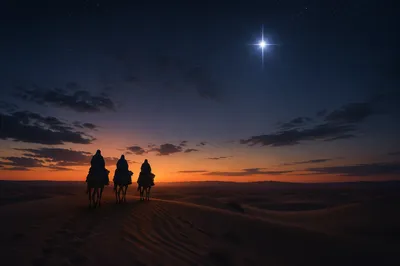 Wise Men Caravan Beneath Christmas Star