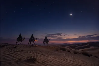 Wise Men Journey Beneath Bethlehem Star
