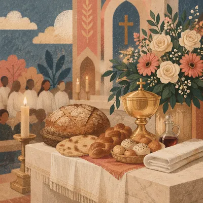 World Communion Sunday Bread and Flowers