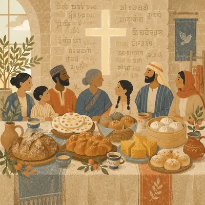 World Communion Sunday Bread Table Display