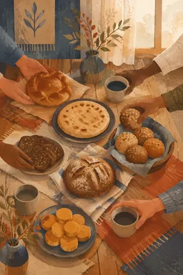 World Communion Sunday Table with Global Breads