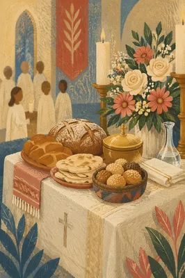World Communion Sunday Bread and Flowers