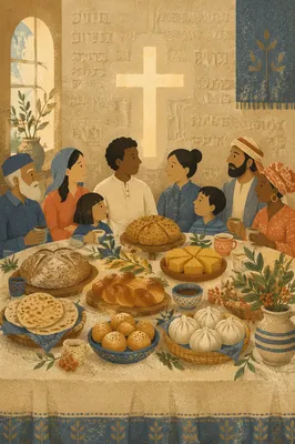World Communion Sunday Bread Table Display