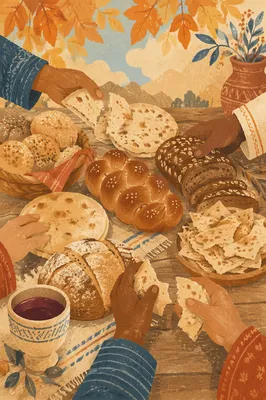 Global Communion Table with Autumn Breads
