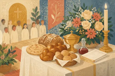 World Communion Sunday Bread and Flowers