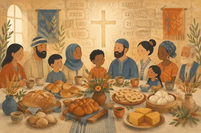 World Communion Sunday Bread Table Display