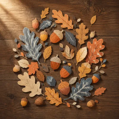 Autumn Acorns and Oak Leaf Wreath
