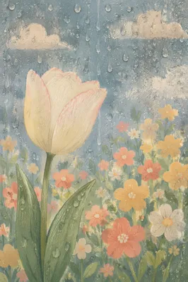 April Showers on Tulip Window Blossoms