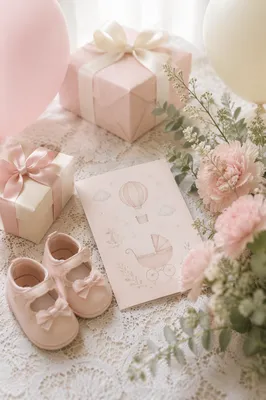 Pastel Baby Shower Flat Lay Decor
