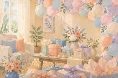 Elegant Pastel Baby Shower Gift Table