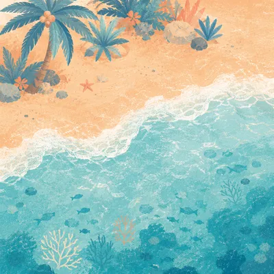 Serene Tropical Beach Sunset From Above
