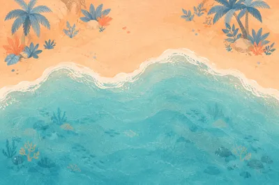 Serene Tropical Beach Sunset Aerial View