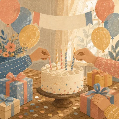Pastel Birthday Party Banner and Balloons
