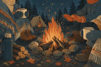 Cozy Autumn Bonfire Night by Tent