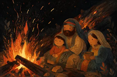 Cozy Autumn Bonfire Flames at Night