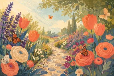 Spring Butterfly Garden in Vibrant Bloom