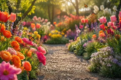Vibrant Spring Butterfly Garden Path