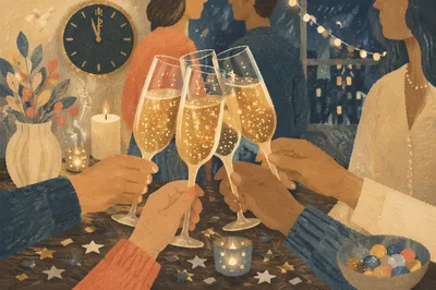Elegant New Year Champagne Toast at Midnight