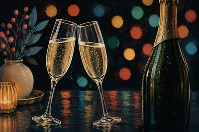 Elegant New Year Champagne Toast Celebration