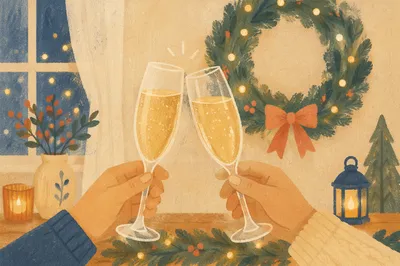 Elegant New Year Champagne Toast Close-Up