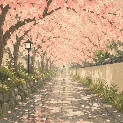 Peaceful Cherry Blossom Tunnel Spring Walk