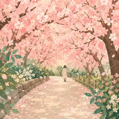 Peaceful Cherry Blossom Tunnel Spring Walk