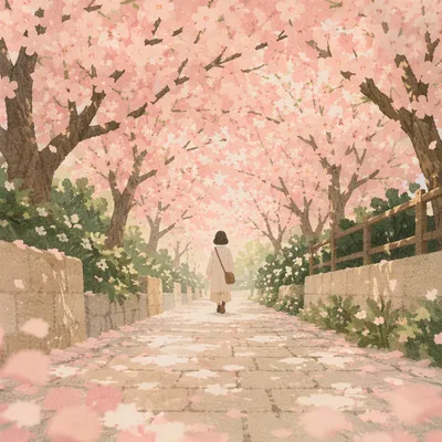 Peaceful Cherry Blossom Tunnel Spring Walk