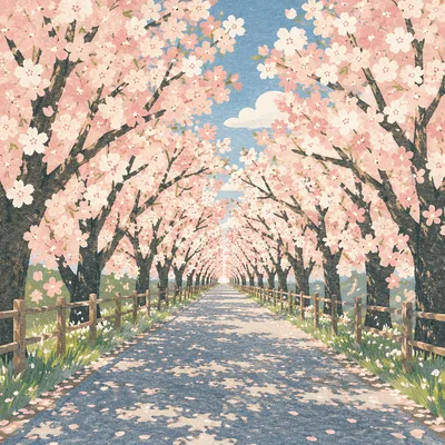 Cherry Blossom Tunnel Spring Walkway