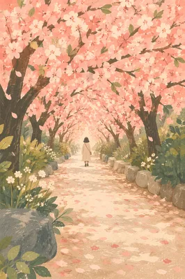 Peaceful Cherry Blossom Tunnel Spring Walk