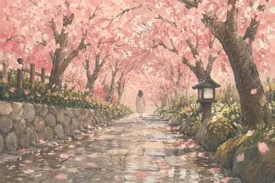 Peaceful Cherry Blossom Tunnel Spring Walk