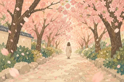 Cherry Blossom Tunnel Spring Morning Walk