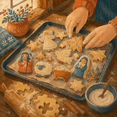 Star Shaped Christmas Cookies on Baking Tray