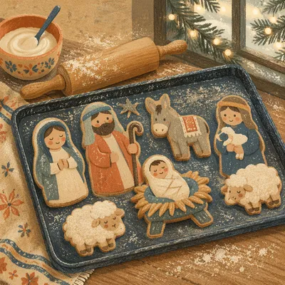 Star Christmas Cookies on Rustic Baking Tray