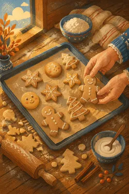 Star-Shaped Christmas Cookies on Rustic Tray