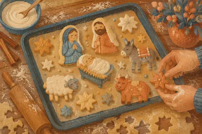 Star Shaped Christmas Cookies on Baking Tray