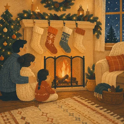 Cozy Christmas Stockings on Rustic Mantel