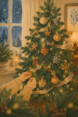 Cozy Christmas Tree with Warm Lights