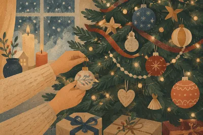 Cozy Christmas Tree with Warm Lights