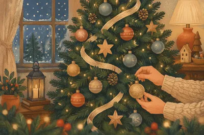 Cozy Christmas Tree with Warm Lights