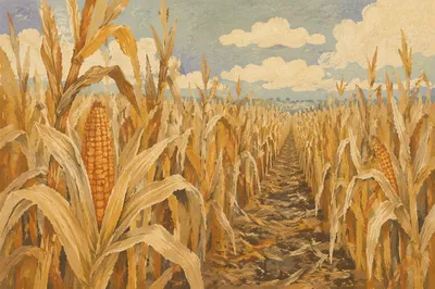 Golden Autumn Corn Field at Harvest