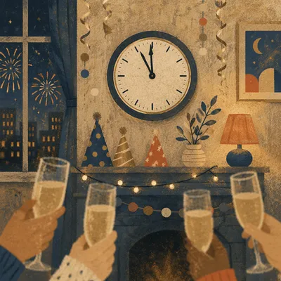 Midnight Countdown Clock on New Year Eve