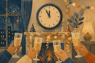 Midnight Countdown Clock on New Year Eve