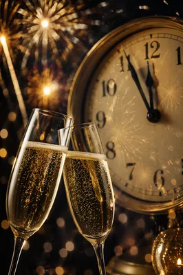 Midnight New Year Countdown with Champagne