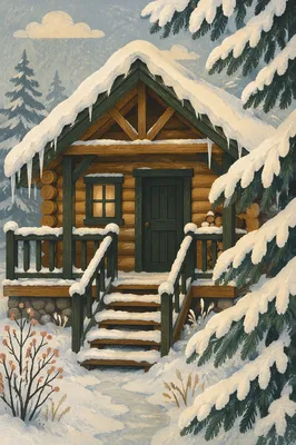 Cozy Snow Covered Cabin Winter Retreat