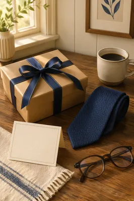 Fathers Day Gift Box and Blue Tie