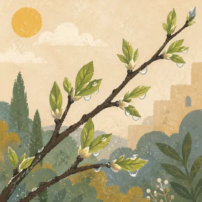 Fresh Spring Leaves Budding on Branches