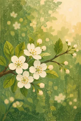 Fresh Spring Blossoms and Budding Leaves