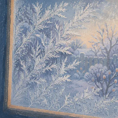 Intricate Frost Crystals on Winter Window