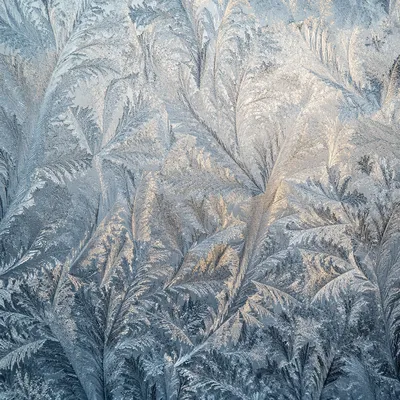 Delicate Frost Crystals on Window Pane