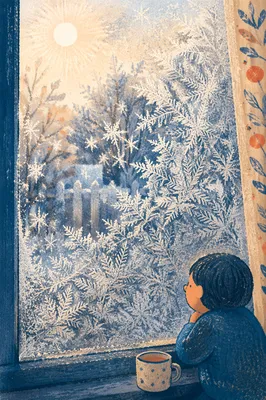 Delicate Frost Crystals on Winter Window
